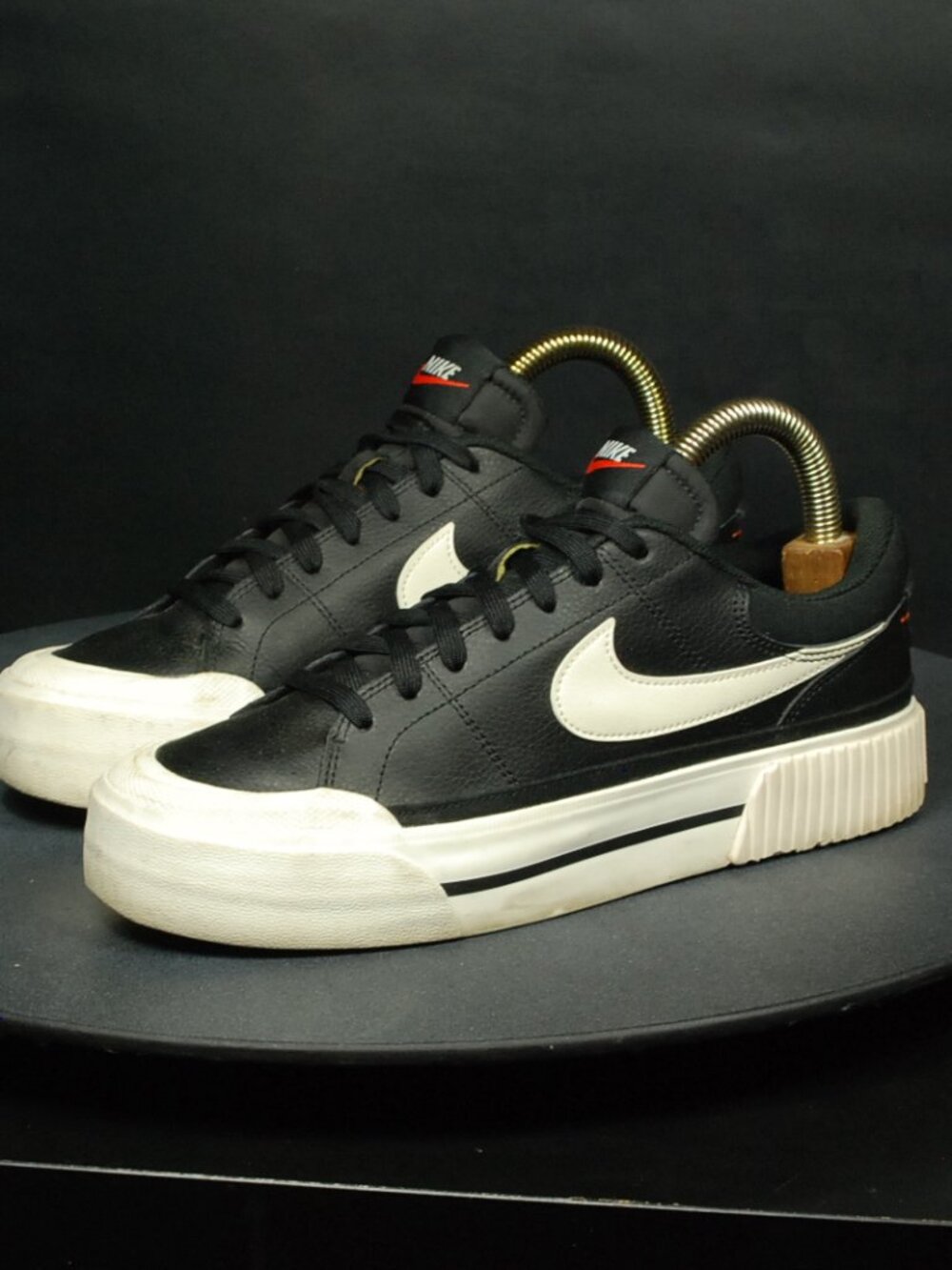 Nike Blazer Low 77 Jumbo Shoes Black Leather Sneakers DM7590-00 - Picture 2 of 9